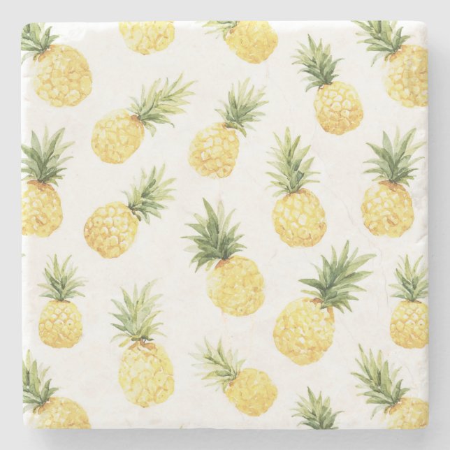 Posavasos De Piedra Piñas Amarillas Tropicales (Anverso)