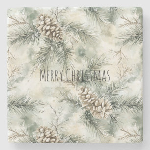 Posavasos De Piedra Piñas de Navidad verdes