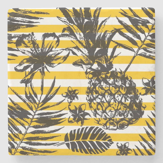 Posavasos De Piedra Piñas dibujadas mano (Anverso)