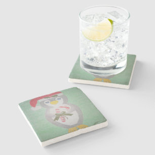 Posavasos De Piedra Pingüino Navidades