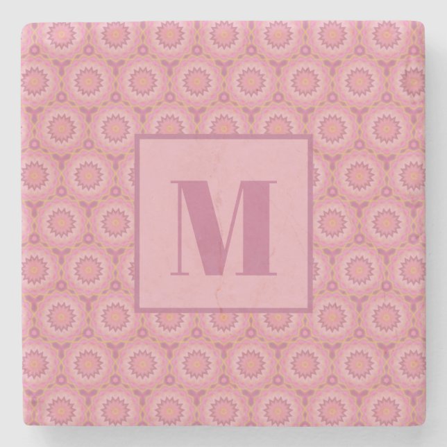 Posavasos De Piedra Pink and Mauve Initial Stone Coaster (Anverso)