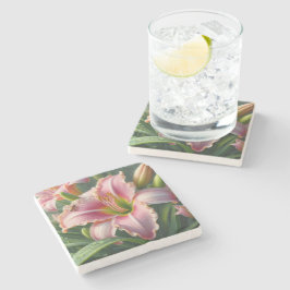 Posavasos De Piedra Pink Daylily Floral