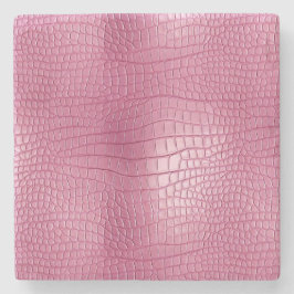 Posavasos De Piedra Pink Faux Alligator Animal Print