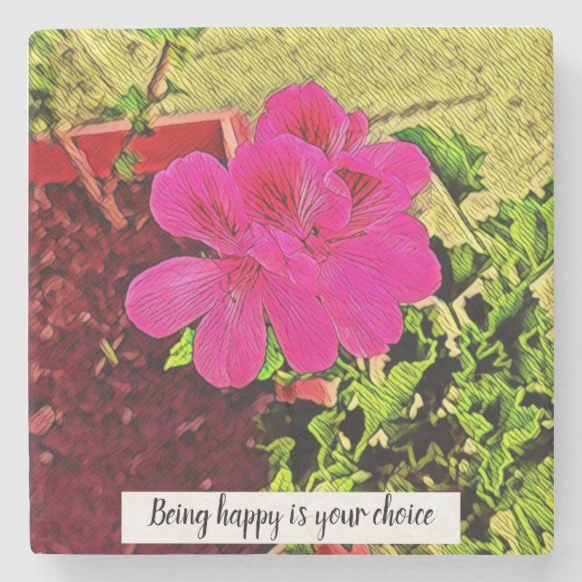 Posavasos De Piedra Pink flower blooming in the garden (Anverso)