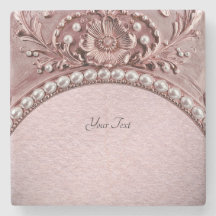 Pink Flower Stone Coaster
