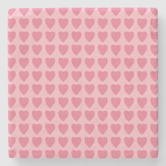 Posavasos De Piedra Pink Hearts Seamless Pattern (Anverso)