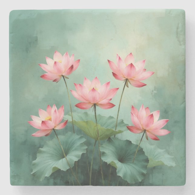Posavasos De Piedra Pink Lotus Artwork  (Anverso)