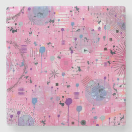 Posavasos De Piedra Pink Maximalist Abstract Art 