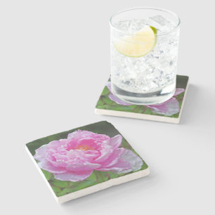 POSAVASOS DE PIEDRA "PINK PEONY" COFRE DE MÁRMOL