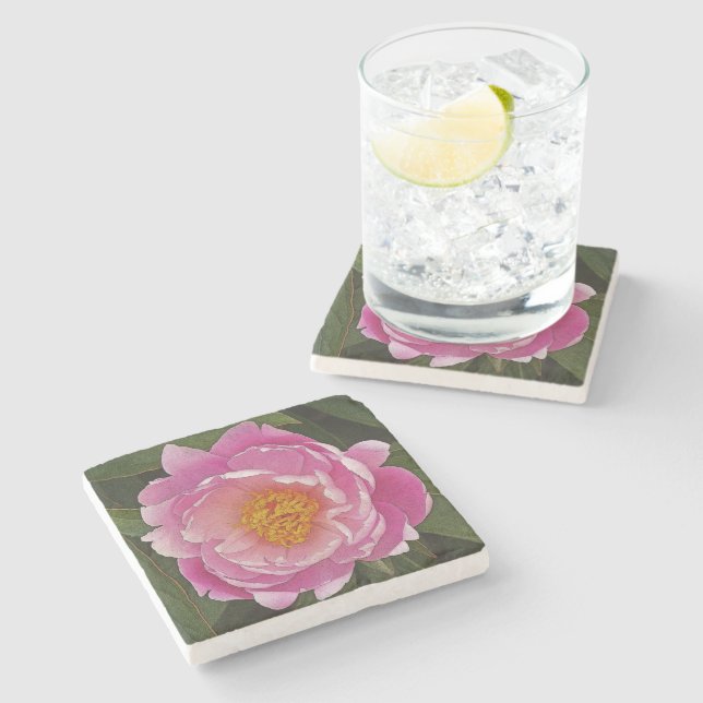 POSAVASOS DE PIEDRA PINK PEONY (PEONY LIEBCHEN) (Lateral)