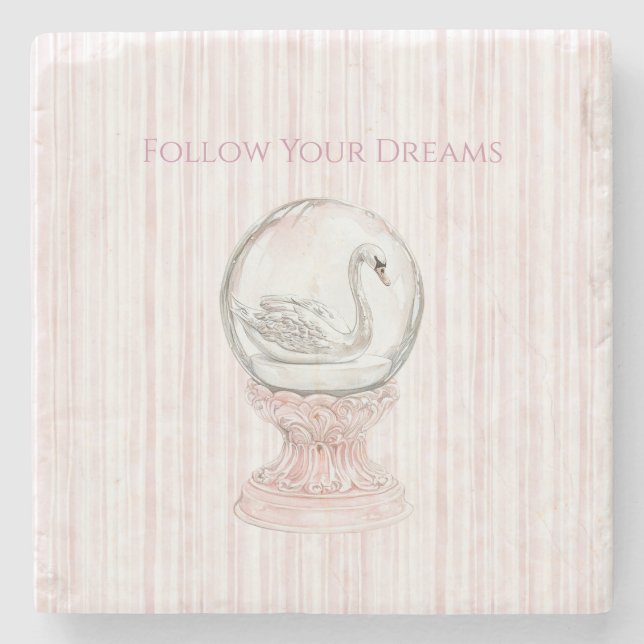 Posavasos De Piedra Pink Stripes Swan   (Anverso)