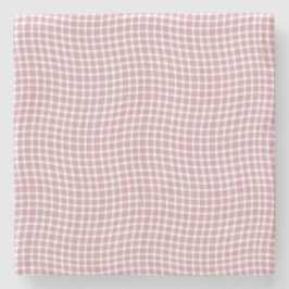 Posavasos De Piedra Pink White Plaid Checker Seamless Pattern
