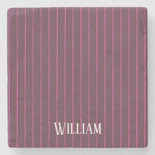 Posavasos De Piedra Pinstripes burdeos personalizadas