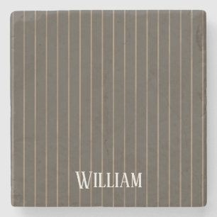 Posavasos De Piedra Pinstripes retro castaño personalizado