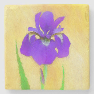 Posavasos De Piedra Pintado de iris morado - Perro original curado A