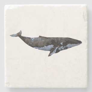 Posavasos De Piedra Pintando ballenas, escayola náutica de piedra de m