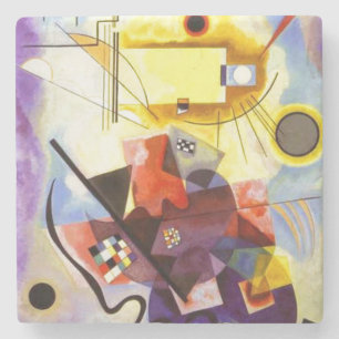 Posavasos De Piedra Pintura abstracta amarilla de color rojo azul Kand