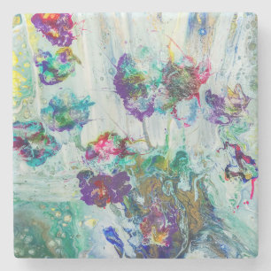 Posavasos De Piedra Pintura abstracta de colibrí