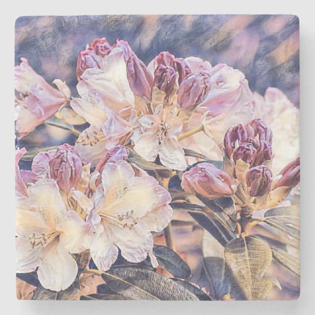 Posavasos De Piedra Pintura acuarela de una flor de azeea morada (Anverso)