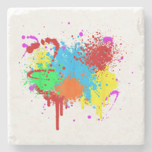 Posavasos De Piedra Pintura bonita de salpicaduras de pintura Arte abs