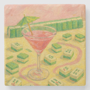 Posavasos De Piedra Pintura Chic de Mahjong Cóctel