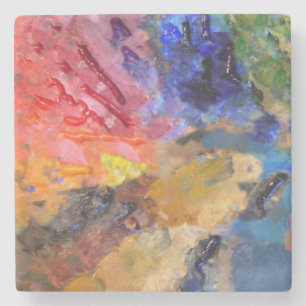 Posavasos De Piedra Pintura colorida de la paleta del pintor artista