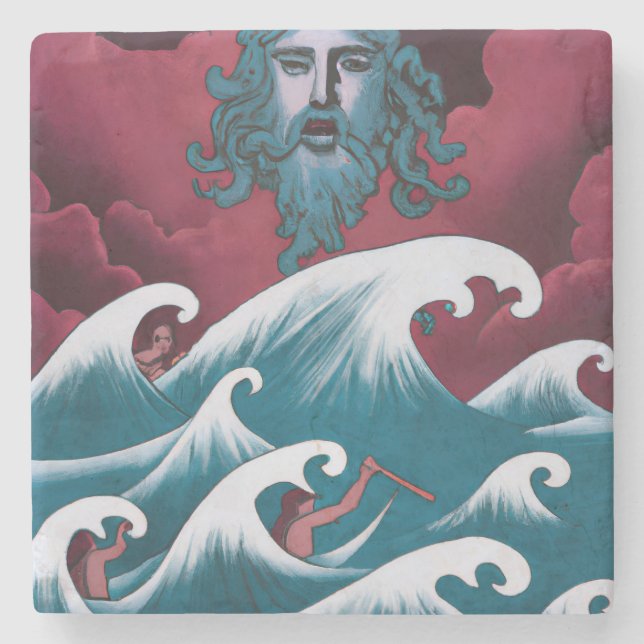 Posavasos De Piedra Pintura de aceite de Crimson Neptune (Anverso)