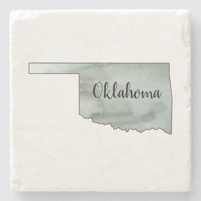 Posavasos De Piedra Pintura de acuarela de Oklahoma (Anverso)