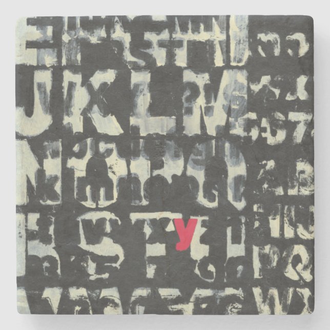 Posavasos De Piedra Pintura de alfabeto de Norman Wyatt (Anverso)