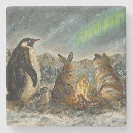 Posavasos De Piedra Pintura de Animales Aurora Caprichosa Persistente 