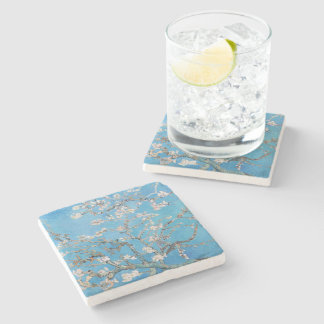 Posavasos De Piedra Pintura de arte de Almond Blossoms Blue Vincent va