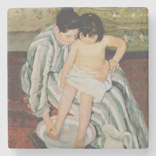 Posavasos De Piedra Pintura de baño de Mary Cassatt (Anverso)