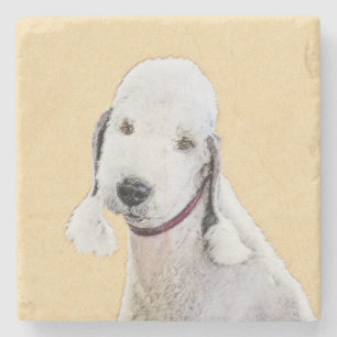 Posavasos De Piedra Pintura de Bedlington Terrier - Original Perro Art