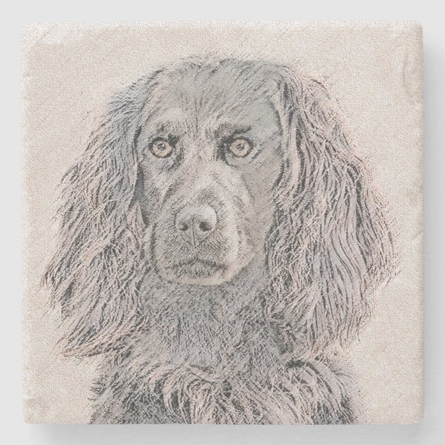 Posavasos De Piedra Pintura de Boykin Spaniel - Arte de Perro Original (Anverso)