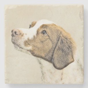 Posavasos De Piedra Pintura de Bretaña - Arte de perros original y bon