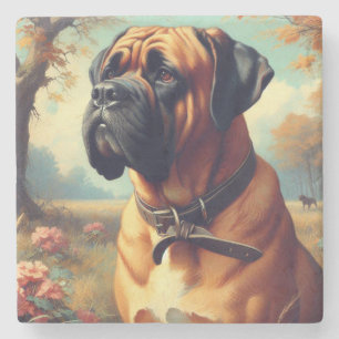 Posavasos De Piedra Pintura de bullmastiff vintage