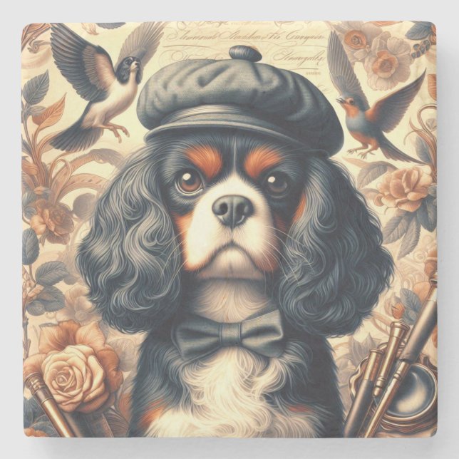 Posavasos De Piedra Pintura de Cavalier King Charles Spaniel (Anverso)