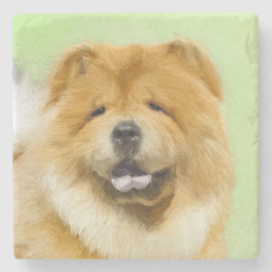 Posavasos De Piedra Pintura de Chow Chow - Arte Perro Original.