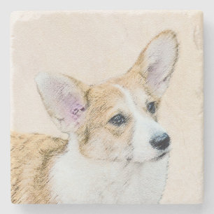 Posavasos De Piedra Pintura de Corgi galés de Pembroke - Arte Perro O