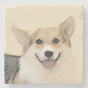 Posavasos De Piedra Pintura de Corgi galés de Pembroke - Arte Perro Or