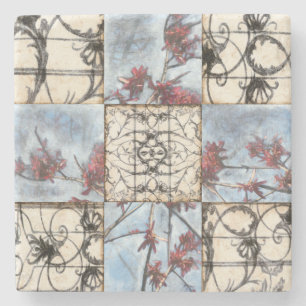 Posavasos De Piedra Pintura de desplazamiento abstracta en panel