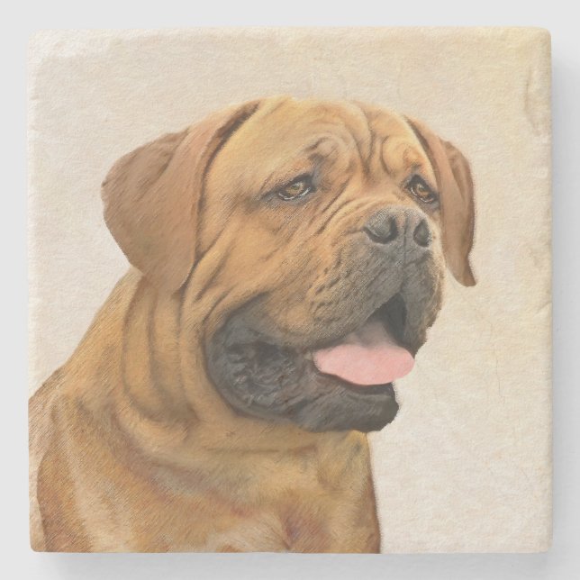 Posavasos De Piedra Pintura de Dogue de Burdeos - Arte de perro origin (Anverso)