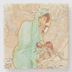 Posavasos De Piedra Pintura de estilo Art Nouveau vintage de Alphonse