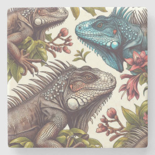 Posavasos De Piedra Pintura de Iguana sin foco