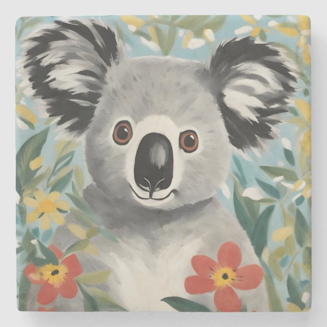Posavasos De Piedra Pintura de Koala (Anverso)