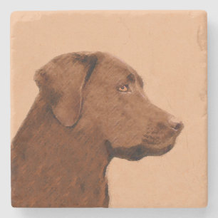 Posavasos De Piedra Pintura de Labrador Recuperador (Chocolate) - Arte