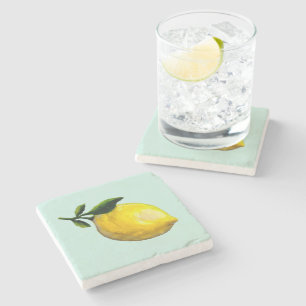 Posavasos De Piedra Pintura de limón acuático