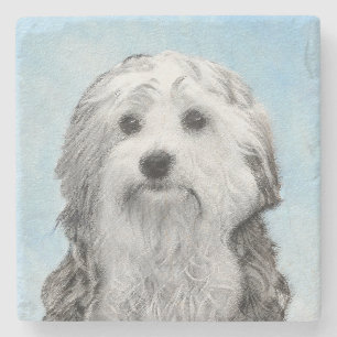 Posavasos De Piedra Pintura de Lowchen - Arte de perro original lindo
