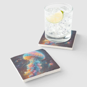 Posavasos De Piedra Pintura de medusas cosmológicas