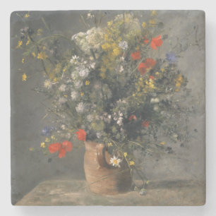 Posavasos De Piedra Pintura de Pedro Auguste Renoir, flores en un